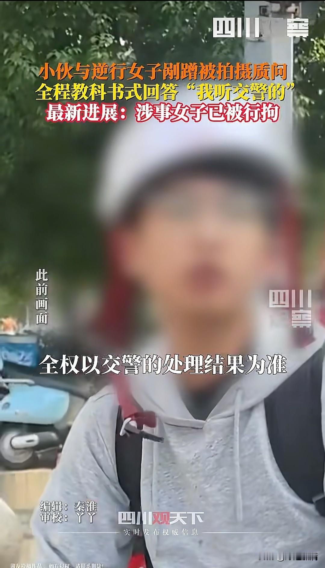 大快人心

给小伙挖坑的逆行“小仙女”，被刑拘了，当初不停的激怒小伙，可小伙就是