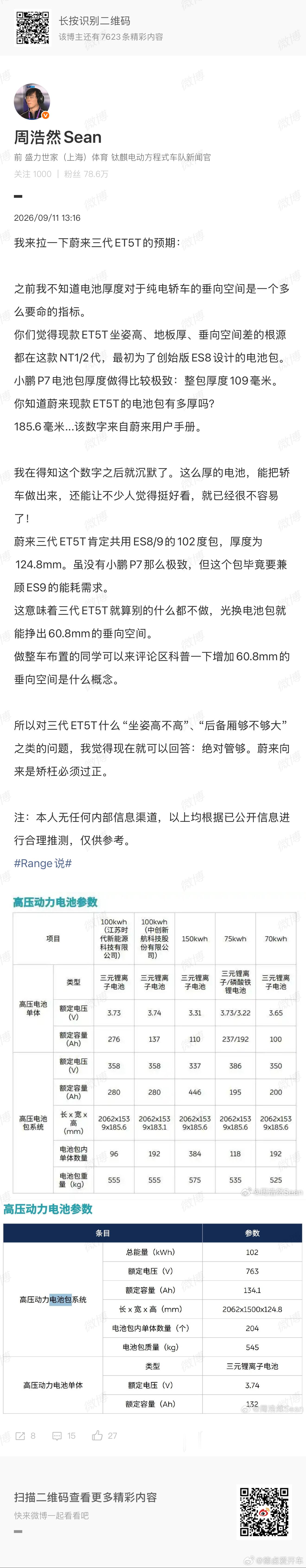 浩然这个分享特别好，这里面有两个信息，一个是，其实蔚来不仅一直想推动电池包的标准