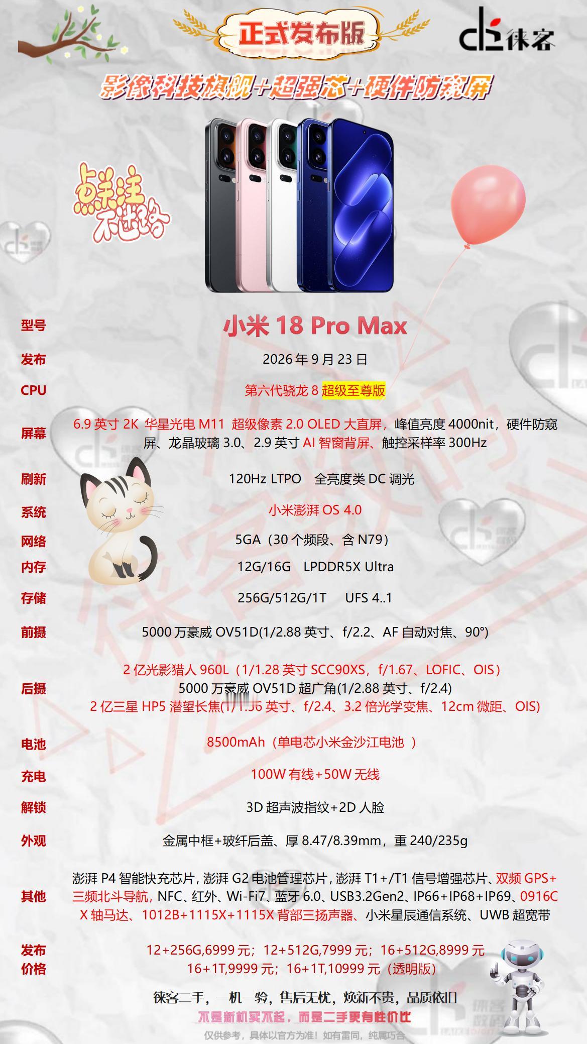一图看懂小米18promax配置参数图小米 小米18promax