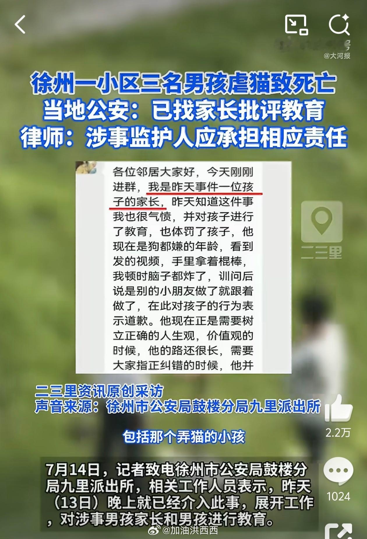 3名男孩虐猫致死家长发声这根本不是孩子，是恶魔 