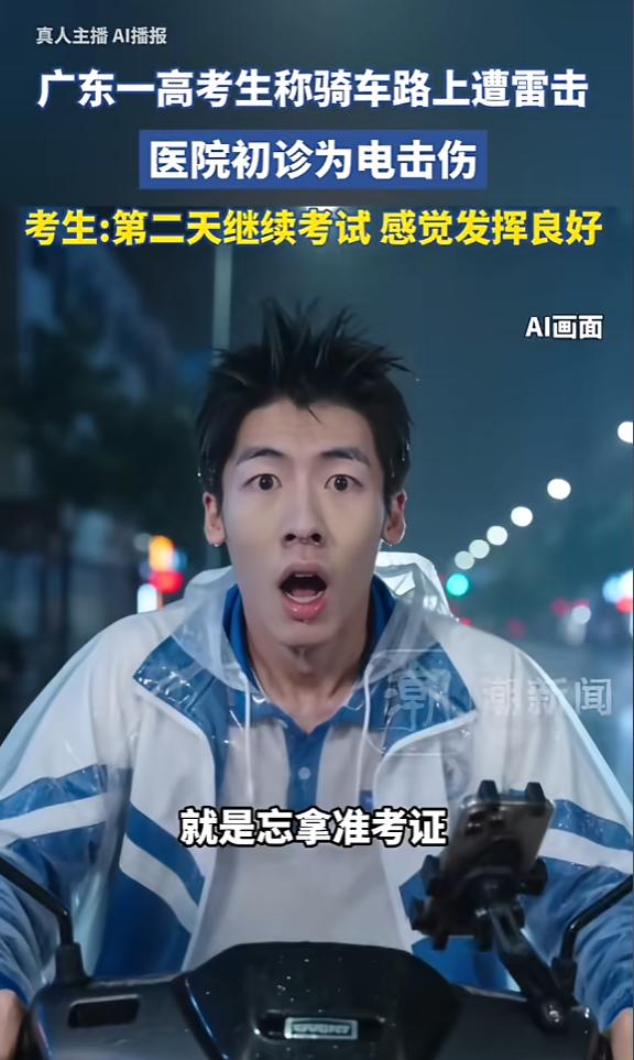 “离了个大谱！”6月8日，广东，一高考生边撑伞边骑电动车，突然感觉全身麻麻的，懵