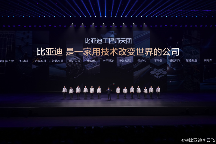 今天晚上比亚迪发布会一条微博总结 重磅发布第二代刀片电池、兆瓦闪充2.0，同步亮