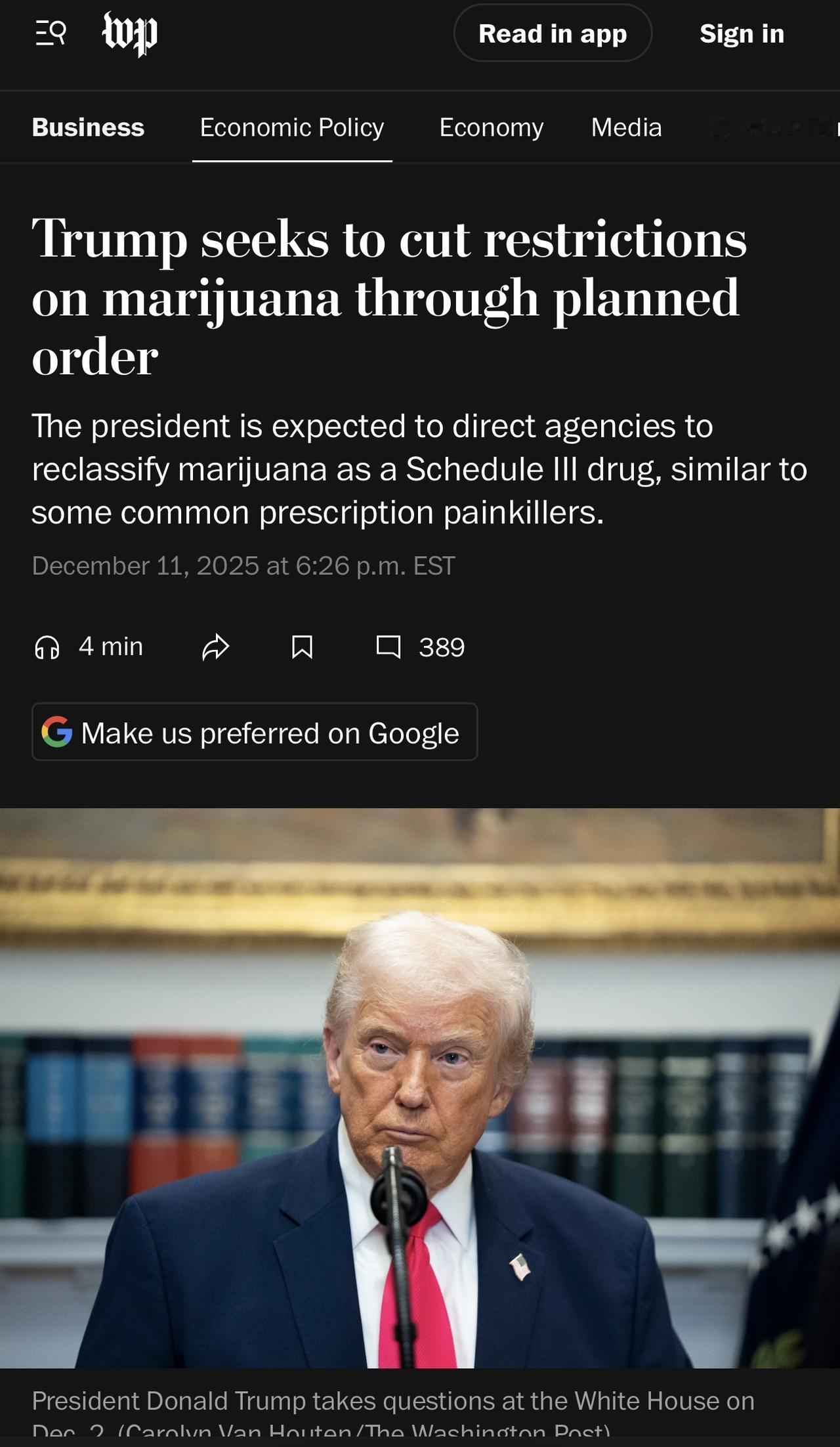 特朗普将推动政府大幅放宽联邦大麻限制，将大麻及其衍生物视为常见的处方止痛药和其他