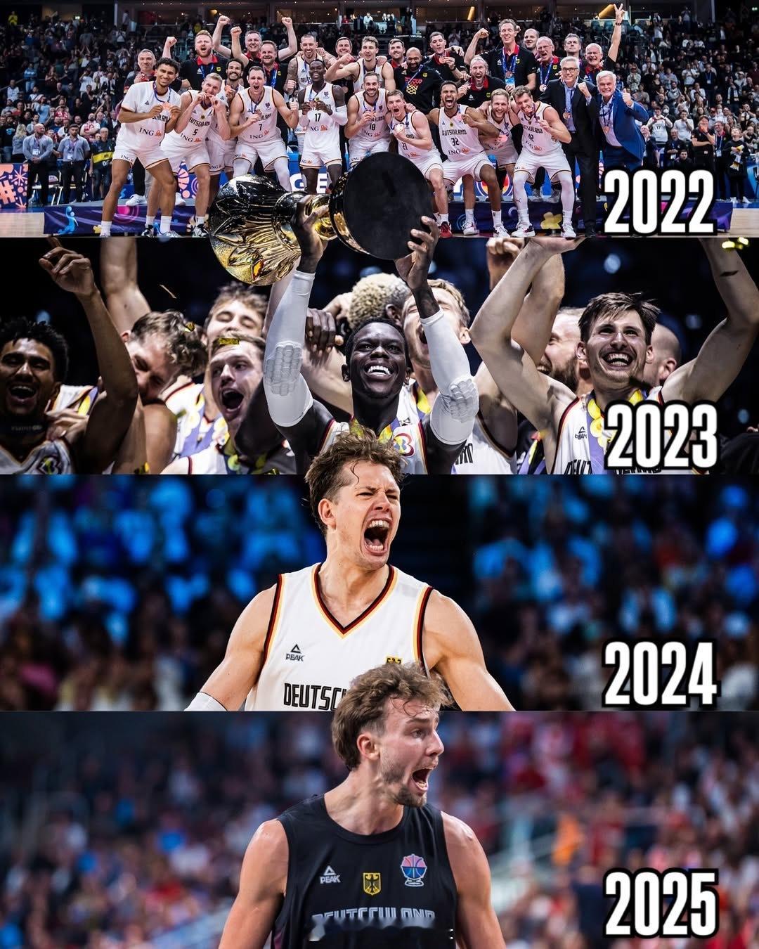 德国男篮最近几年：2022 欧洲杯季军🥉2023 世界杯冠军🏆2024 奥运