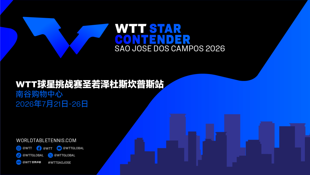 #巴西连续两年承办球星挑战赛# 2026年WTT球星挑战赛圣若泽杜斯坎普斯站将于