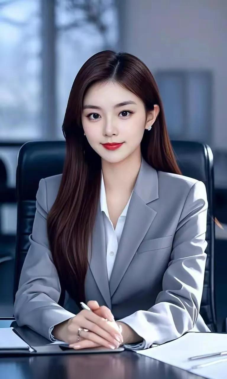 职场干练女性，自信满满，红唇白衬衫，尽显优雅气质。