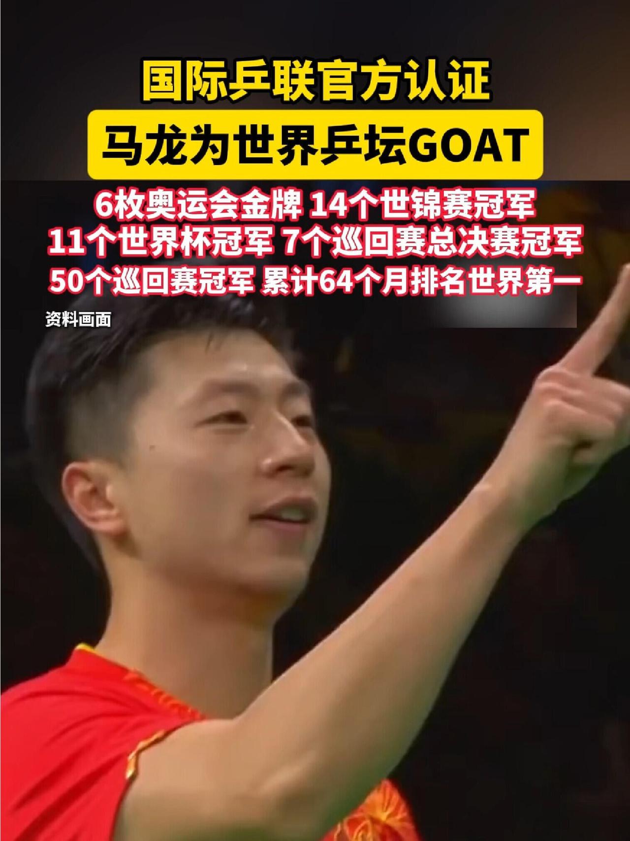 我才知道马龙又获得荣誉了，世界乒坛GOAT，实至名归，真的不一般！
就乒乓球这个