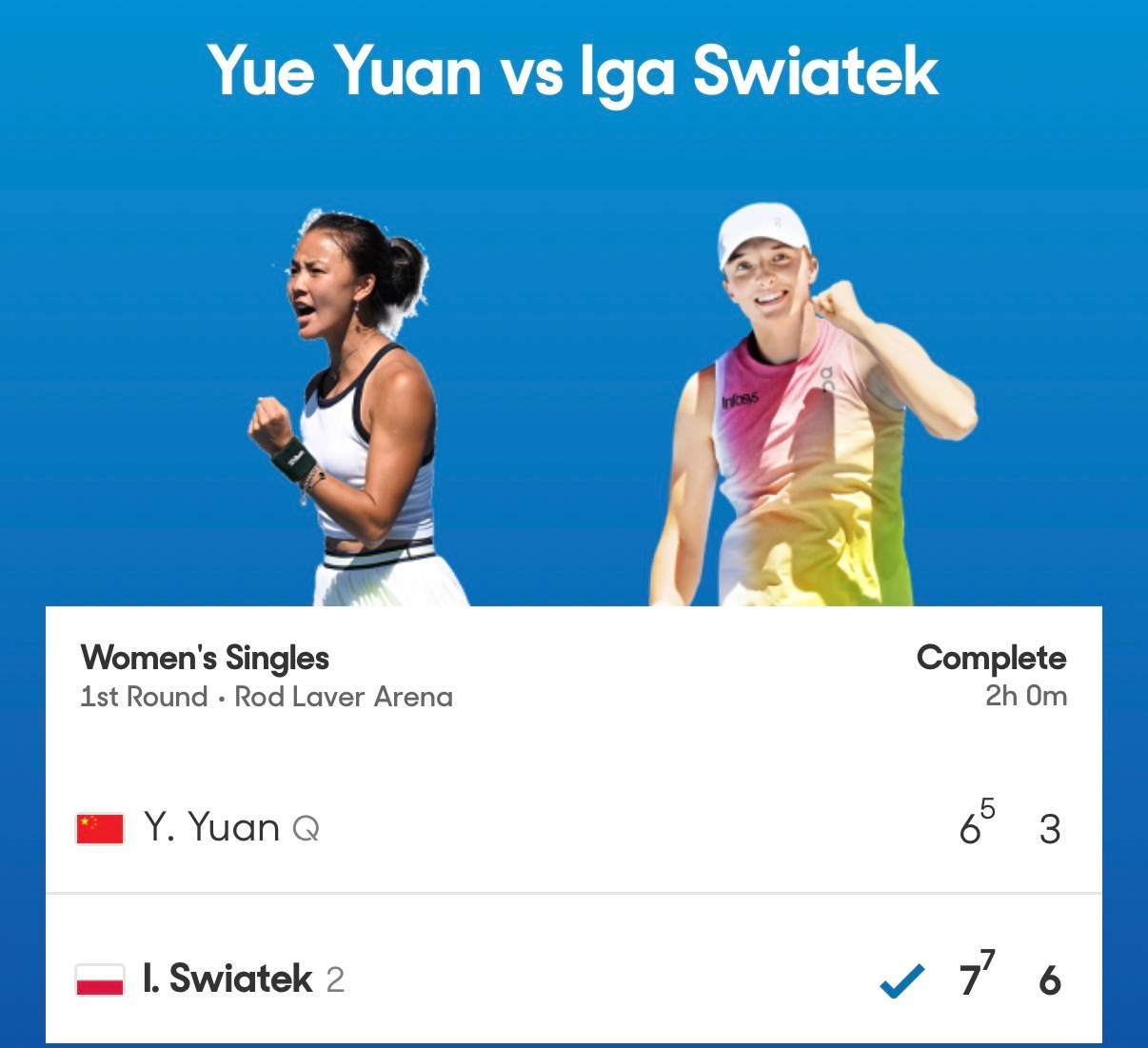 澳网第二比赛日中国选手三进一✅商竣程3:1阿古特❌布云朝克特0:3沙波瓦洛夫❌袁