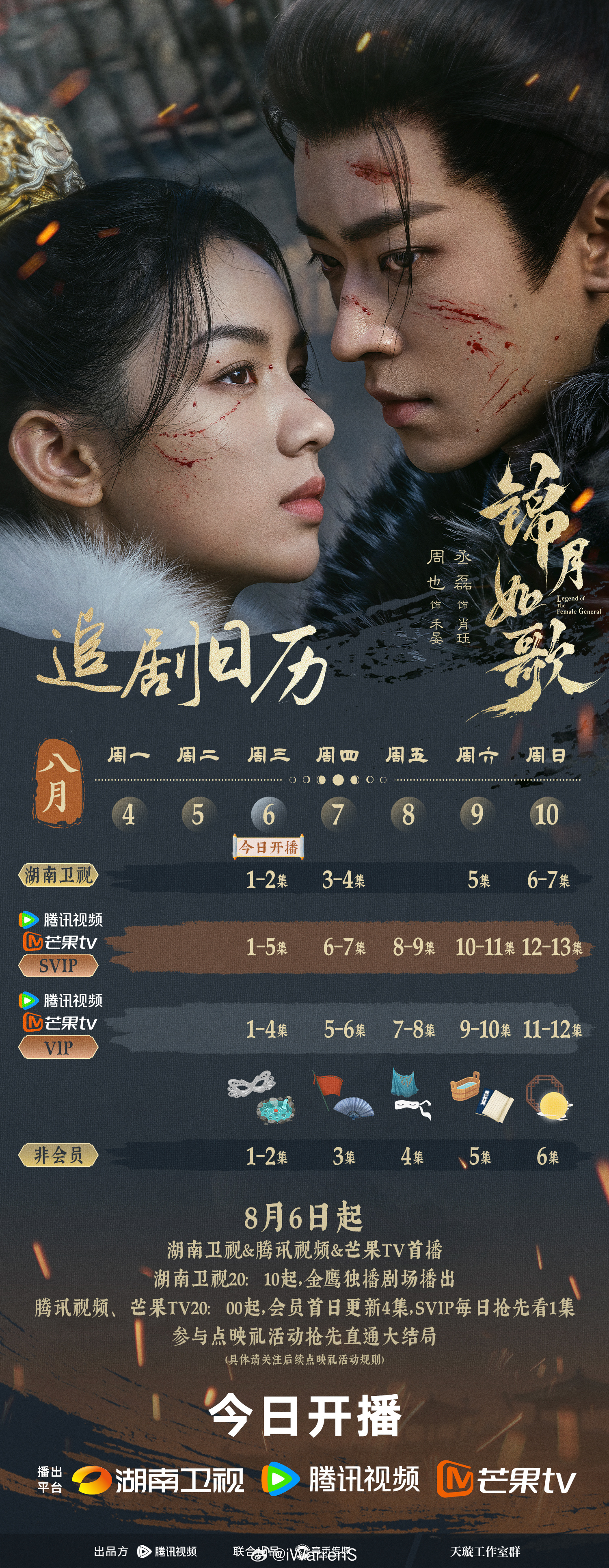周也丞磊锦月如歌追剧日历来了！你们来押这部剧热播期集均播放量多少呢？[不愧是你]