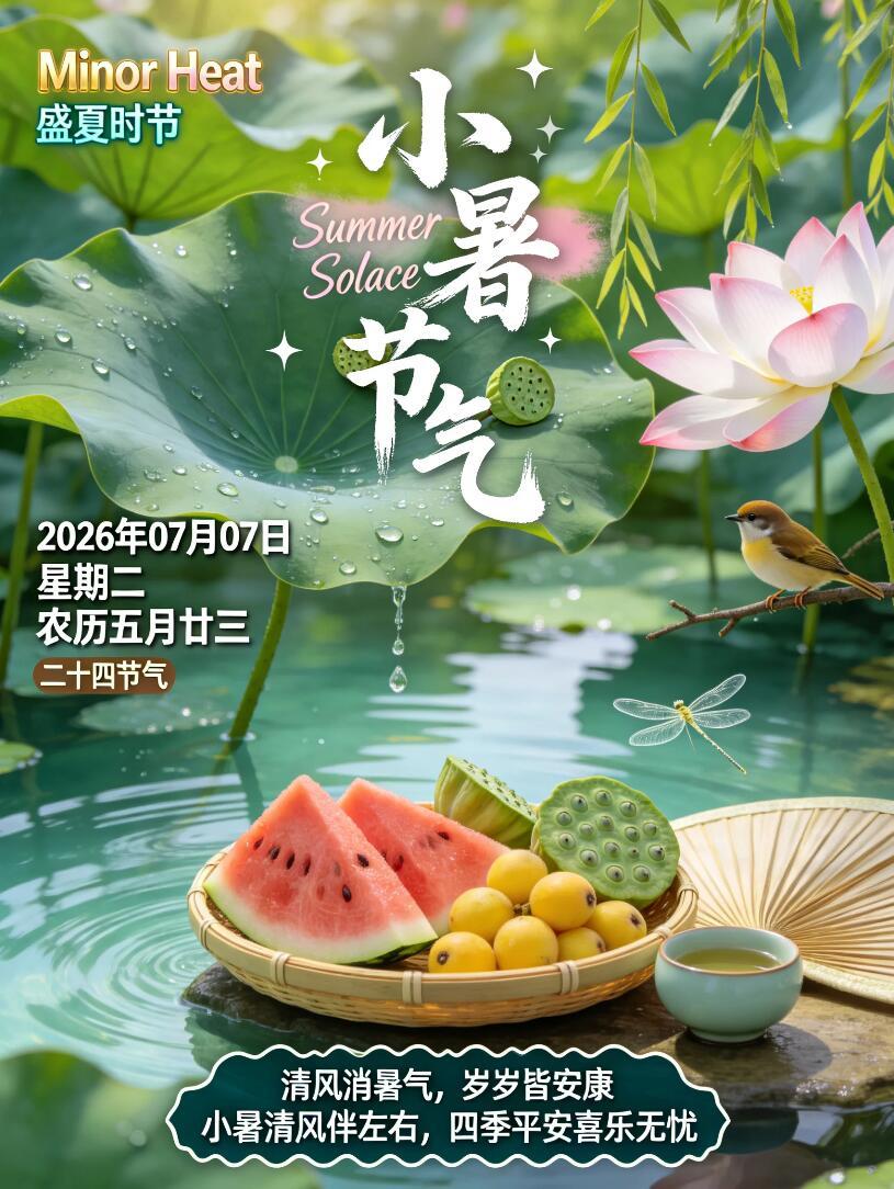 2026.7.7周二早安今日小暑祝福图片壁纸拿图吱一声噢～ 