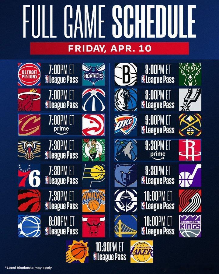 今天联盟30支球队悉数出战，NBA所有比赛兔费直播及回放网页链接 （复制链接浏览