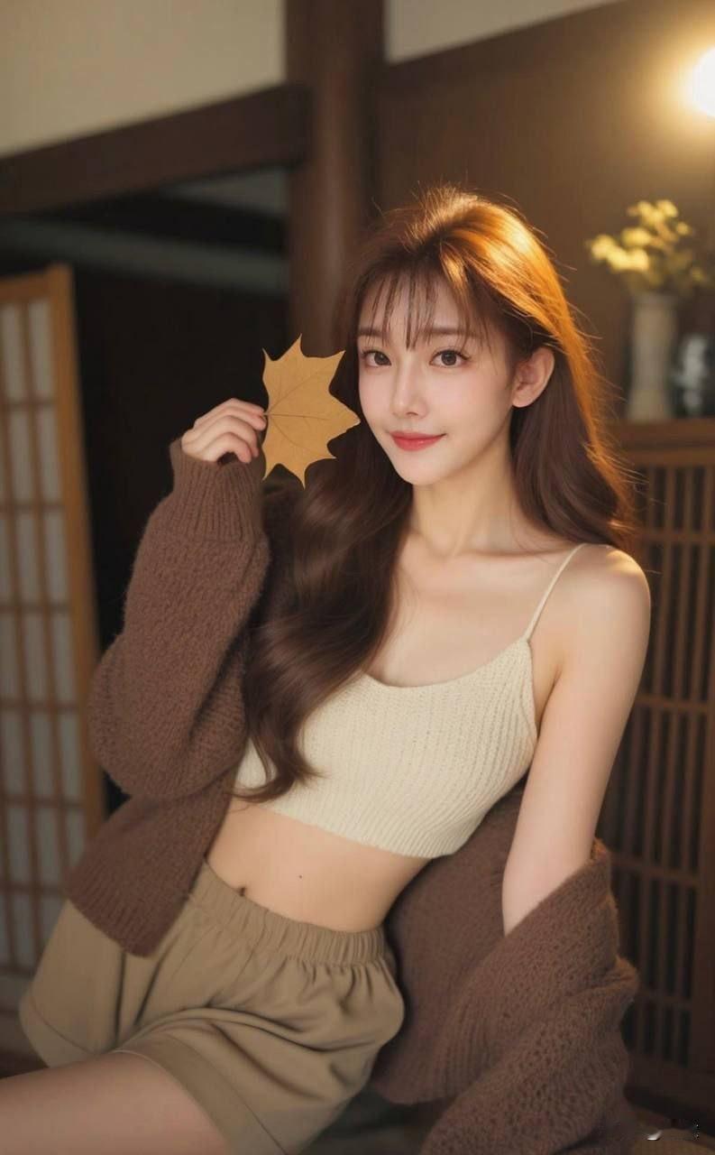 小姐姐手拈红叶美到发光，这一刻的温柔，谁能抵挡秋意红叶拍照