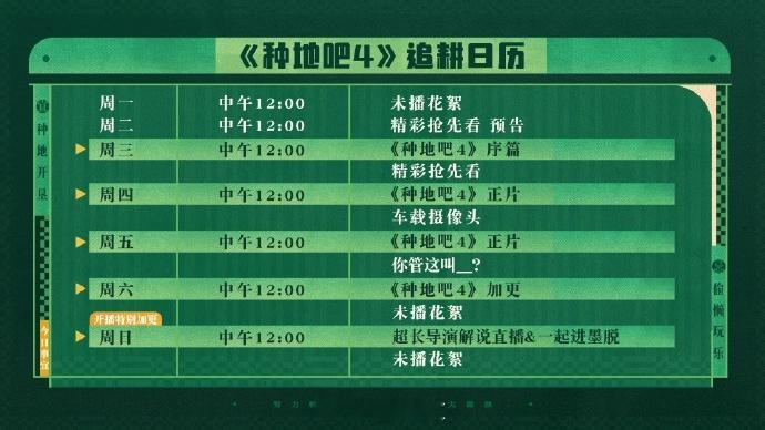 种地吧第四季首周追耕日历、种地吧4追耕日历终于不用盲等更新，种地吧4首周追耕日历