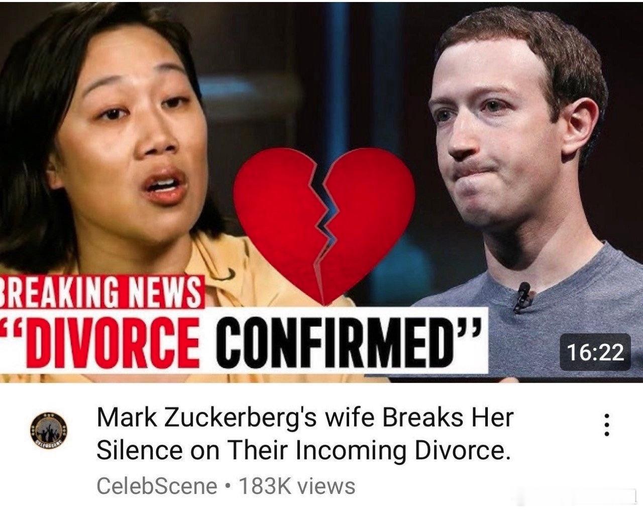 马克·扎克伯格的妻子打破沉默，公开谈论他们即将离婚的事情。  
