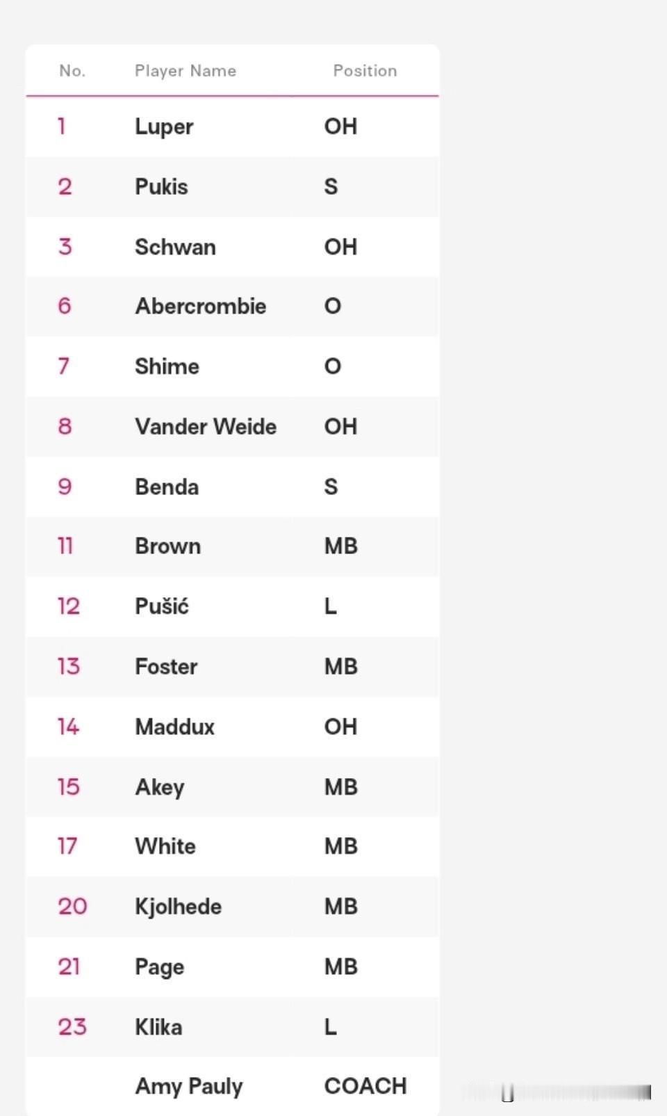 2025年女排世俱杯美国🇺🇸奥兰多女武神俱乐部16人大名单。
主攻(4人):