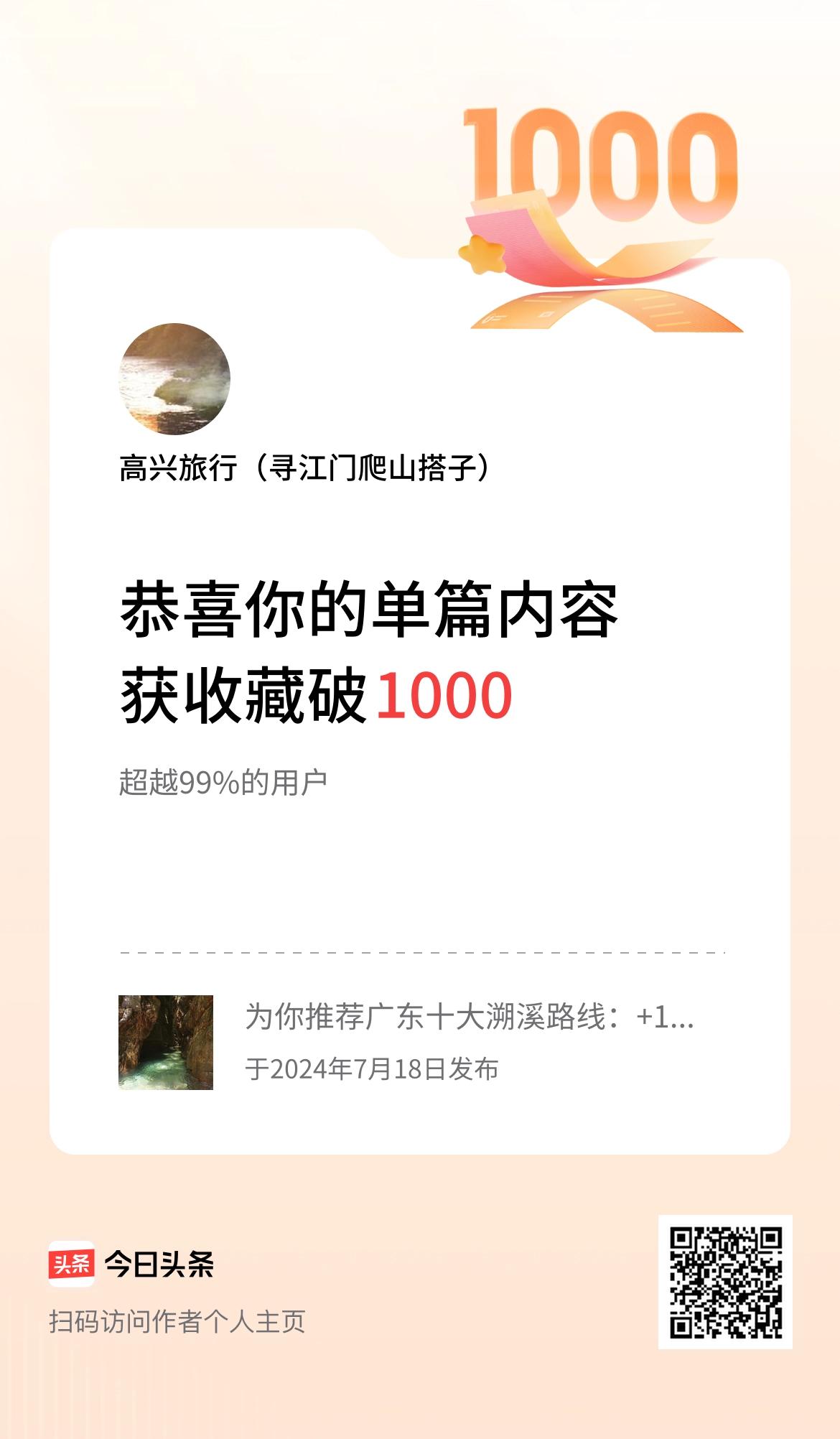 单篇内容获收藏量破1000啦！