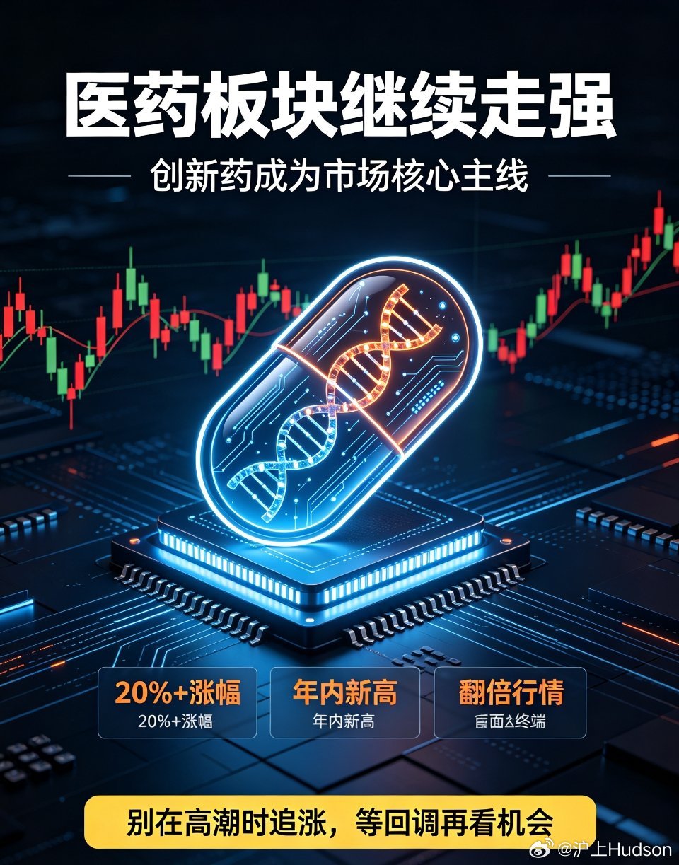 盘面解读：创新药持续走强，长线可期、短线不追涨医药板块今日继续强势领跑，其中创新