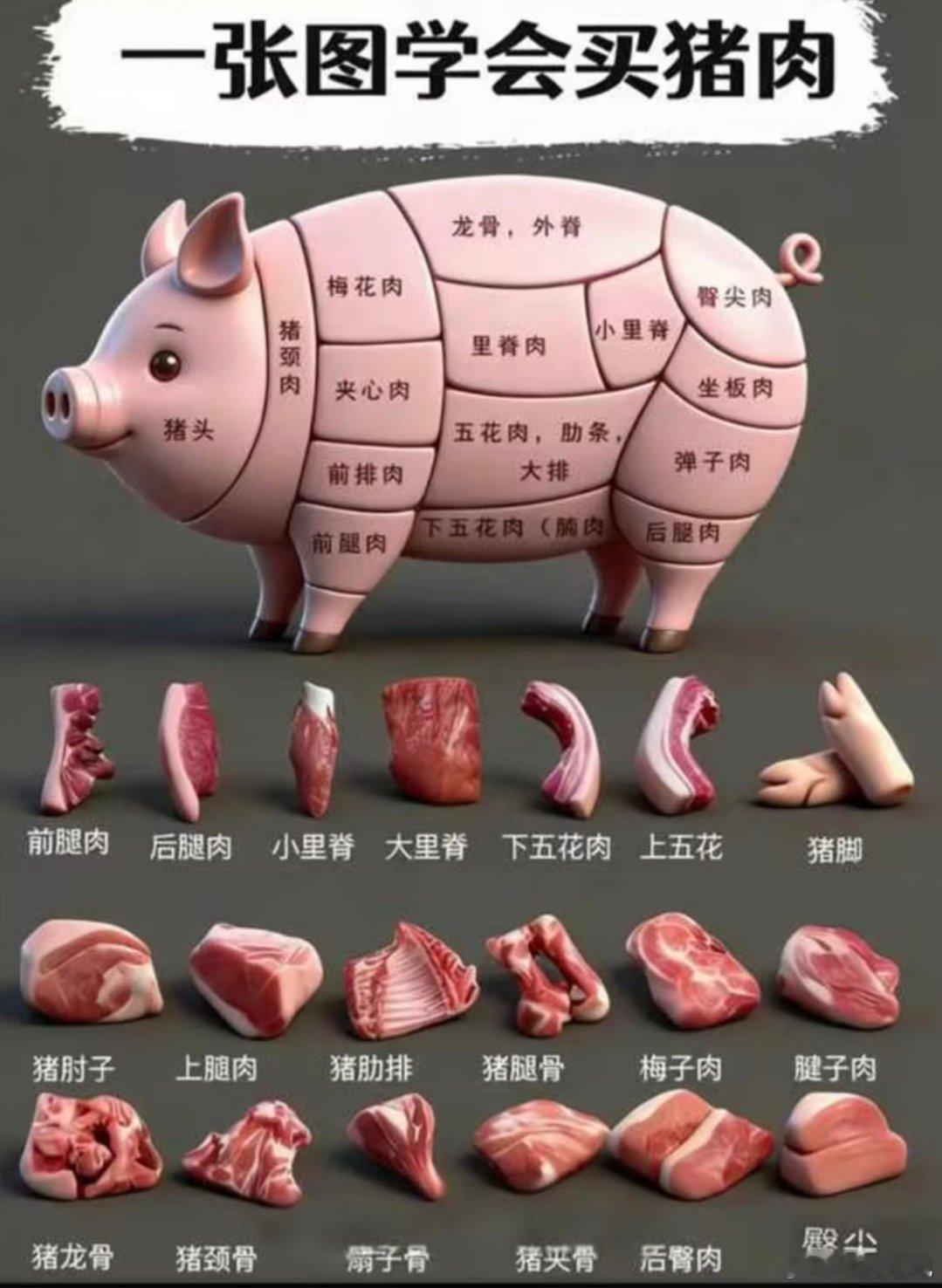 老人买肉买走了最难卖的一块一张图教你如何挑选猪肉！⭕️买菜万能口诀‼️炒菜选梅花