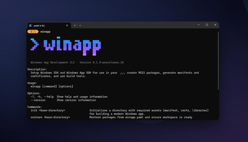 微软今天宣布推出 Windows 应用开发命令行工具（Windows App D