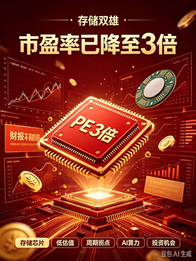 存储双雄，市盈率已降至3倍