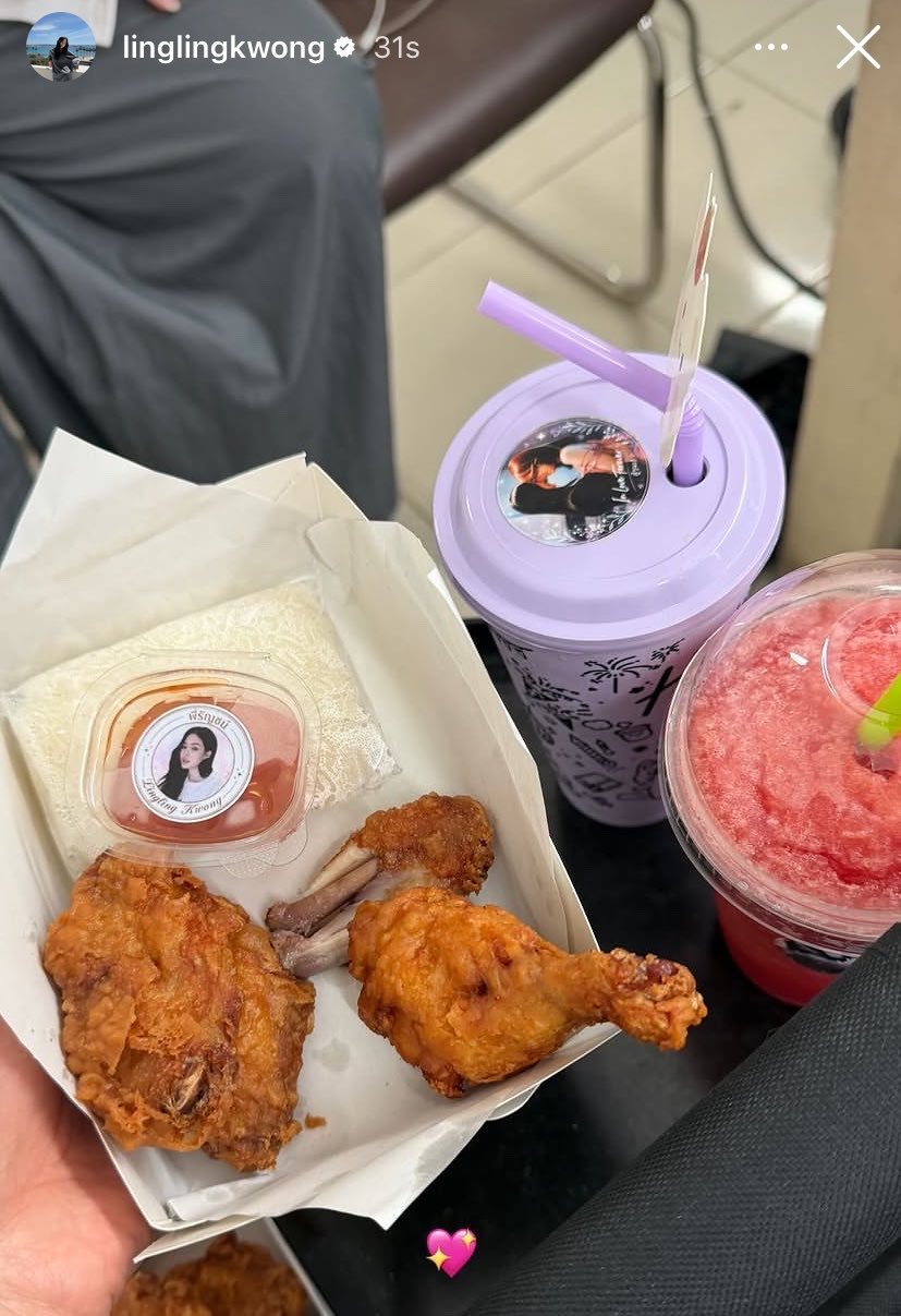 邝玲玲igs更新上班第一时间就是先吃炸鸡，一会儿见呀邝玲玲runch绘梦婚礼