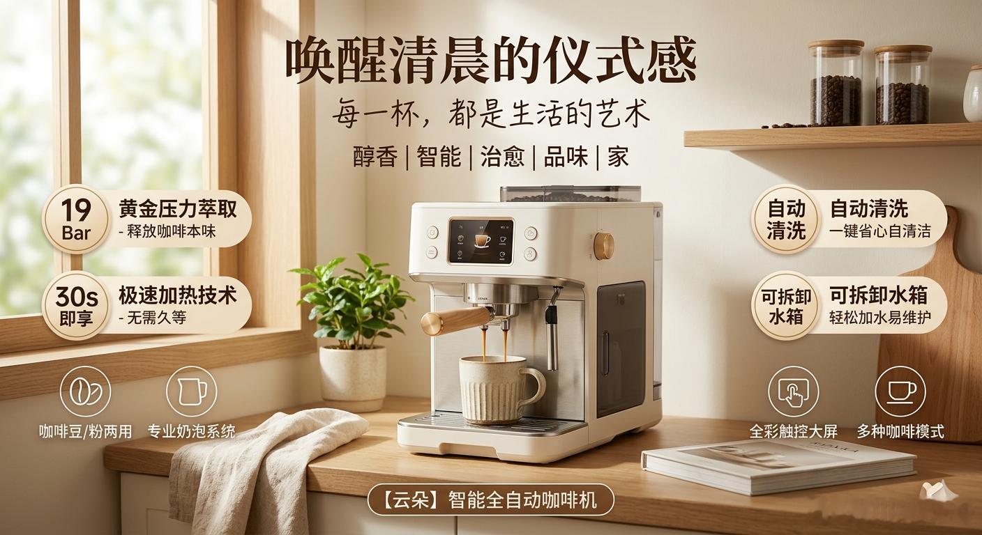川哥杂谈ai设计实操技巧 提示词： 提示词：请生成一张高质感家电产品广告海报，主