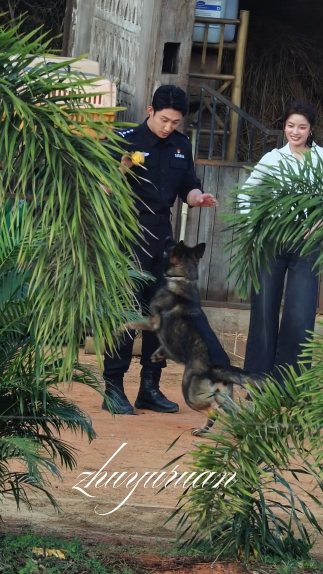 这什么什么岁月静好一家三口场面逗狗的爸，一旁开心的妈，还有一只蹦蹦跳跳的狗狗🥹