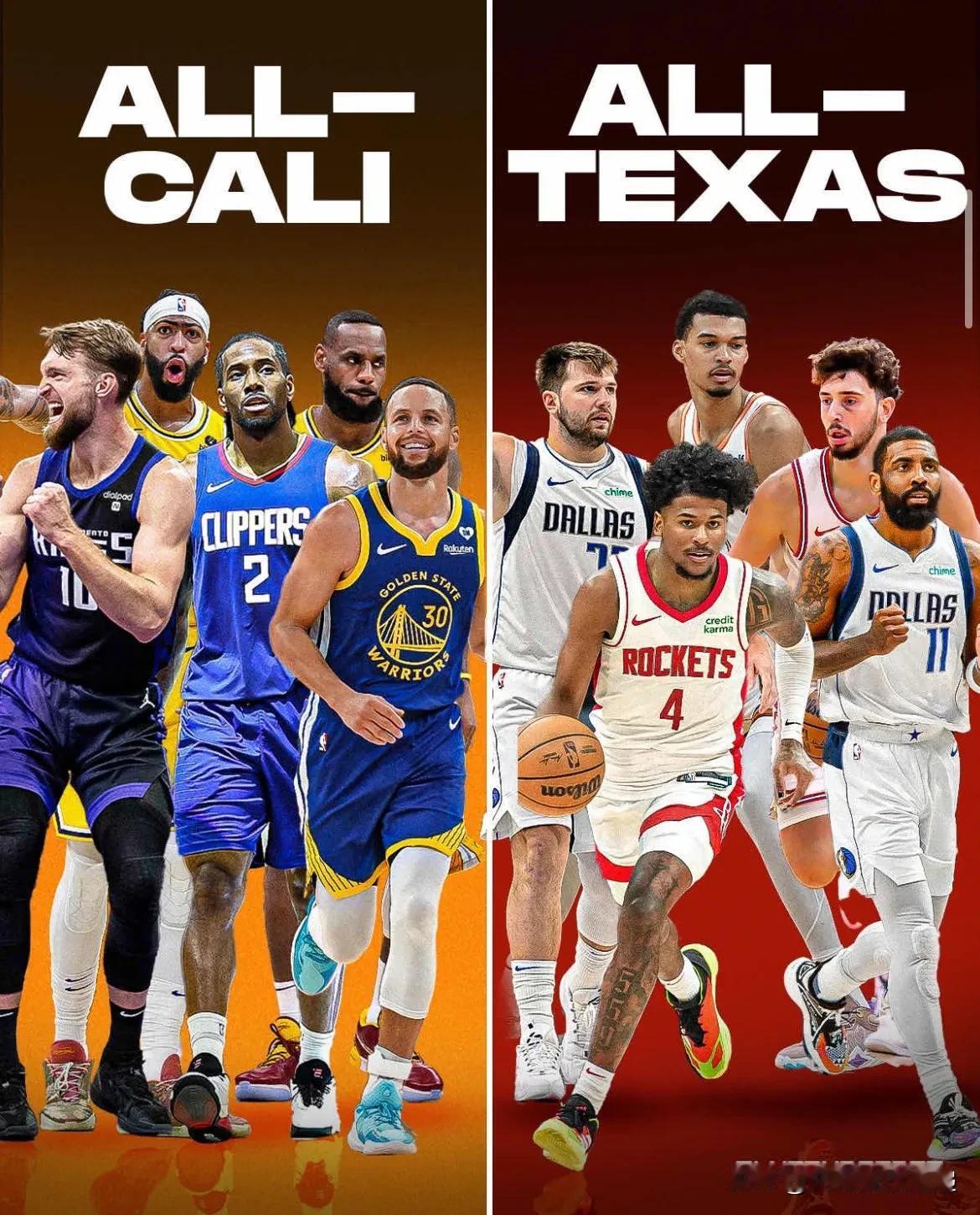 加州vs. 德克萨斯 👀

全加州队：
🔸斯蒂芬·库里
🔸科怀·伦纳德
?