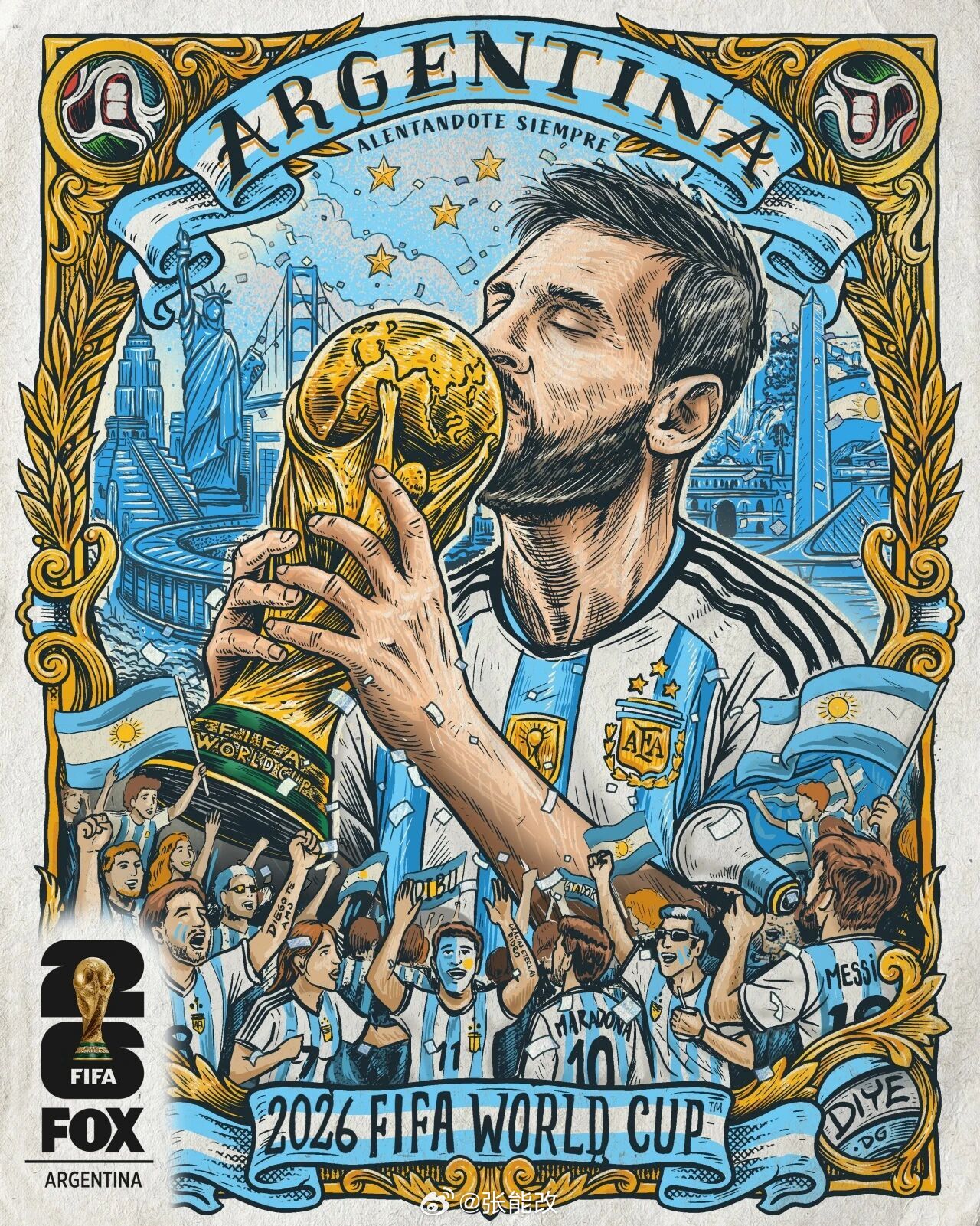 世界杯2026世界杯12国海报设计，哪一个最有创意？世界杯阿根廷球迷俱乐部国际足