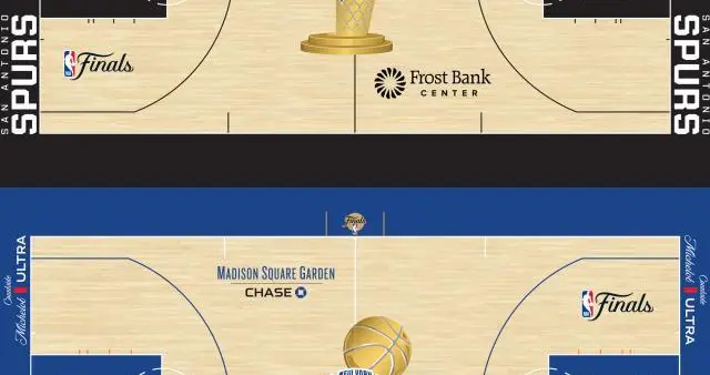经典回归！NBA总决赛地板迎回冠军金杯图案