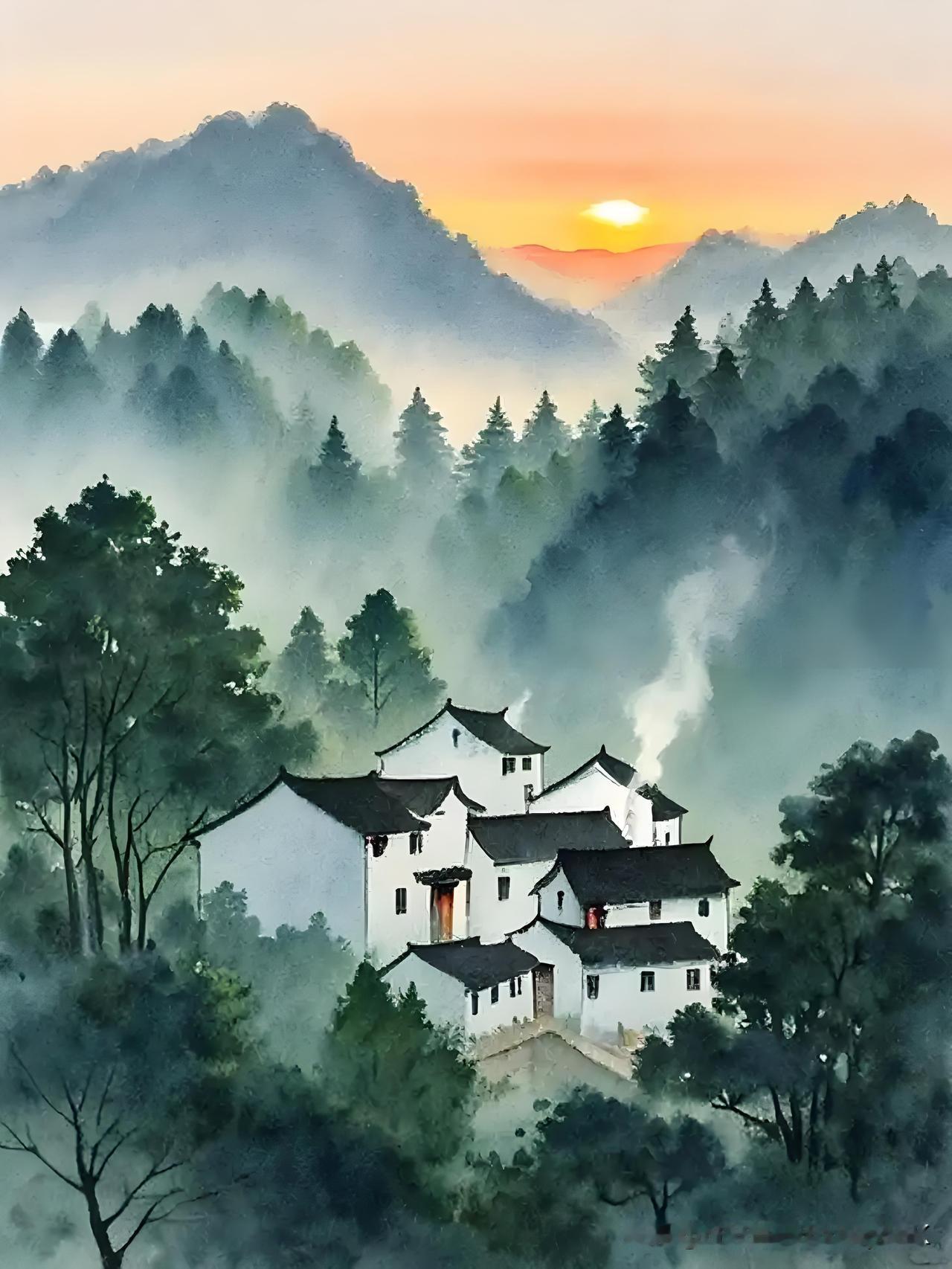 《竹枝词九首·其九》
——唐•刘禹锡
山上层层桃李花，
云间烟火是人家。
银钏金