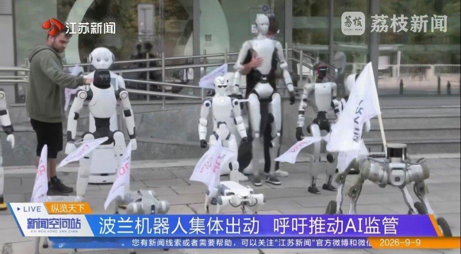 波兰约30台机器人上街抗议 ​​​