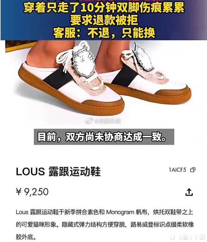 女子穿LV鞋10分钟致脚伤退款遭拒我就没这烦恼从源头上扼杀这种危险的行为