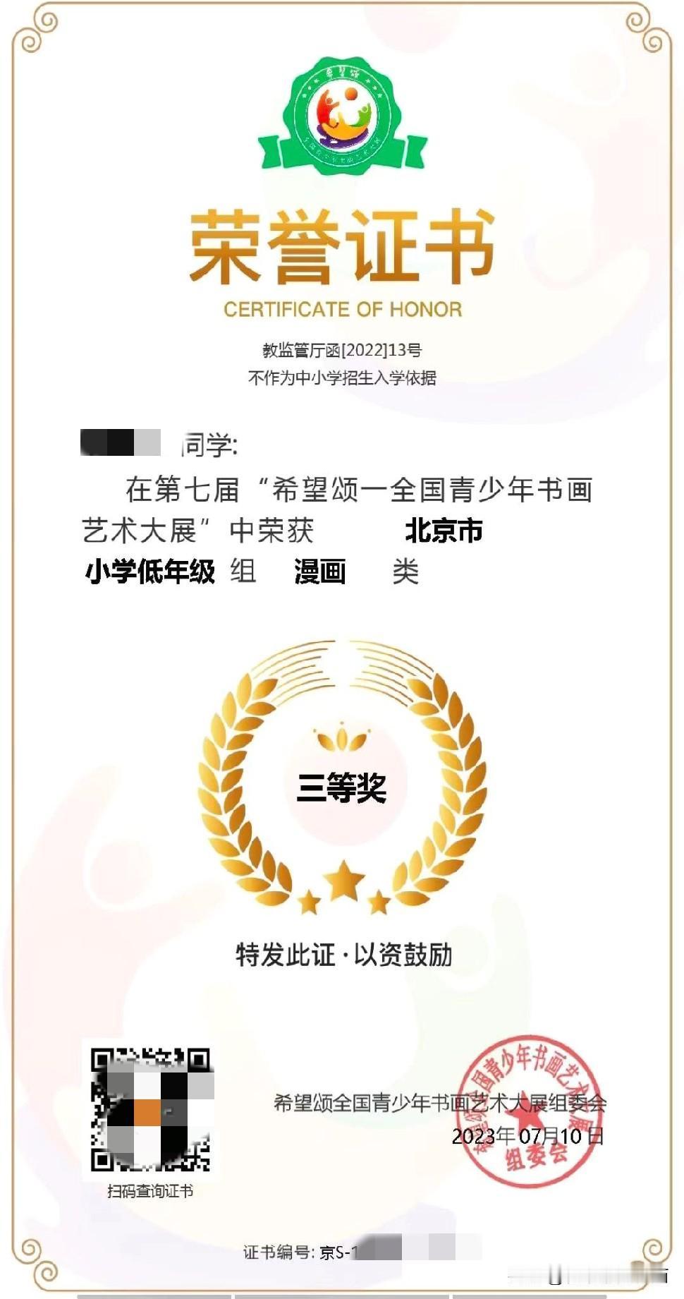 1200元换一张证书，到底值不值？

孩子参加《希望颂》的美术作品总算完成了，我