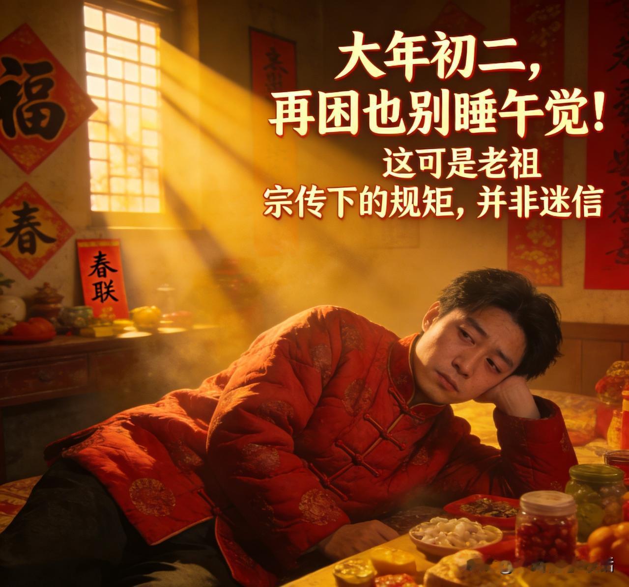 大年初二，再困也别睡午觉！这可是老祖宗传下的规矩，并非迷信。
“陪媳妇回娘家吃完