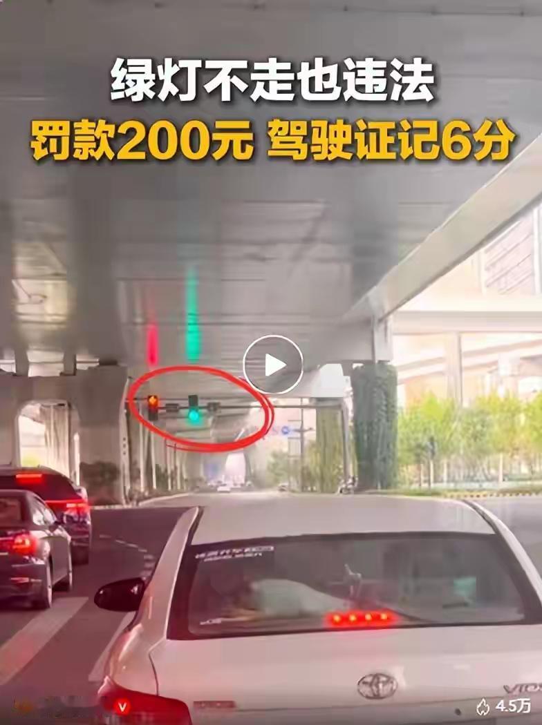 牛司机被举报了！他绿灯不走，停车20秒，被罚200元扣6分。

大家说一说，这个