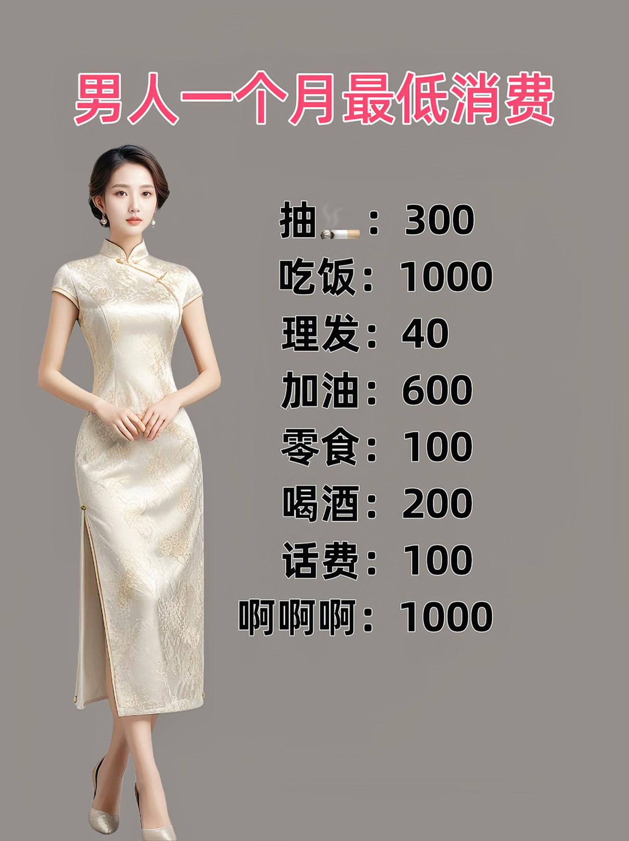 兄弟们!这个消费标准对于你是低了还是高了呀?#说真话#男士拉流#男士话题拉流#讨