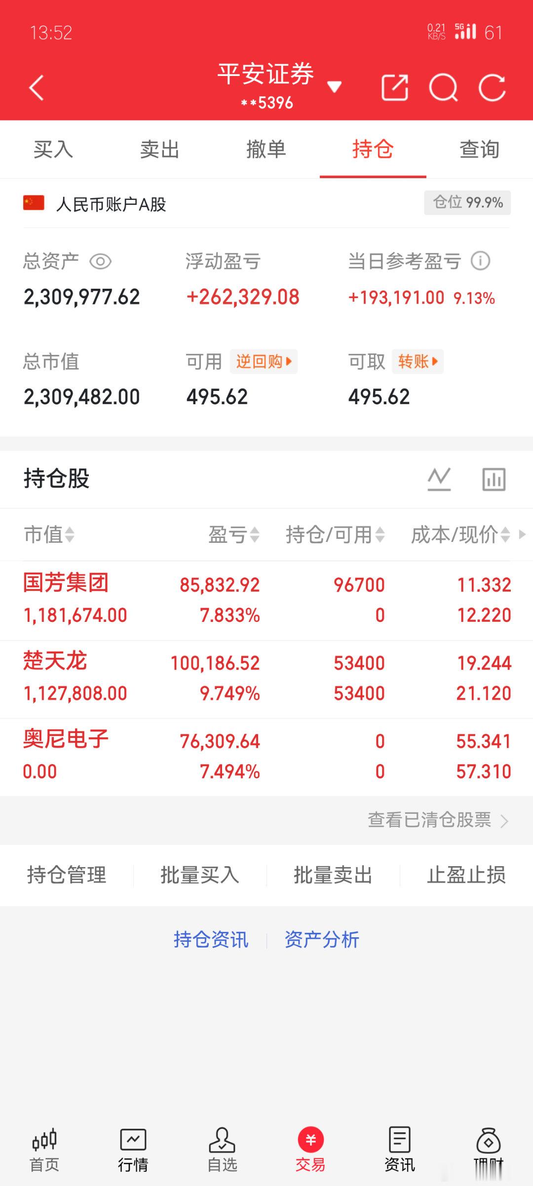 今日持仓情况，楚天L继续格局，奥尼DZ下车，上车国芳JT[嘻嘻][嘻嘻][嘻嘻]
