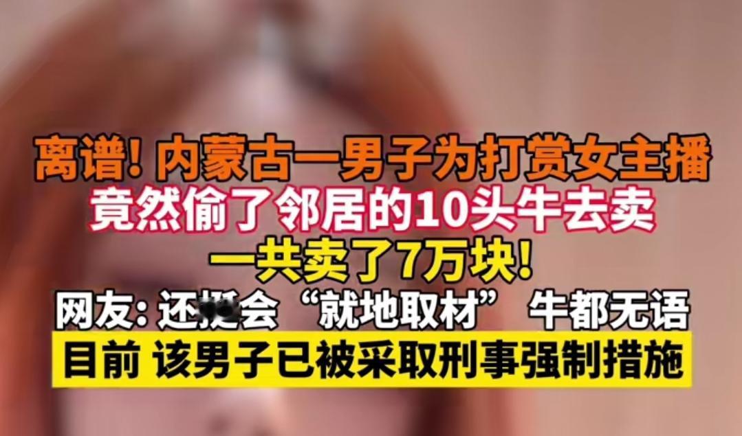 看个直播，偷了邻居10头牛
直播，现在很多人都会看，然后还会给主播送礼物啥的。你