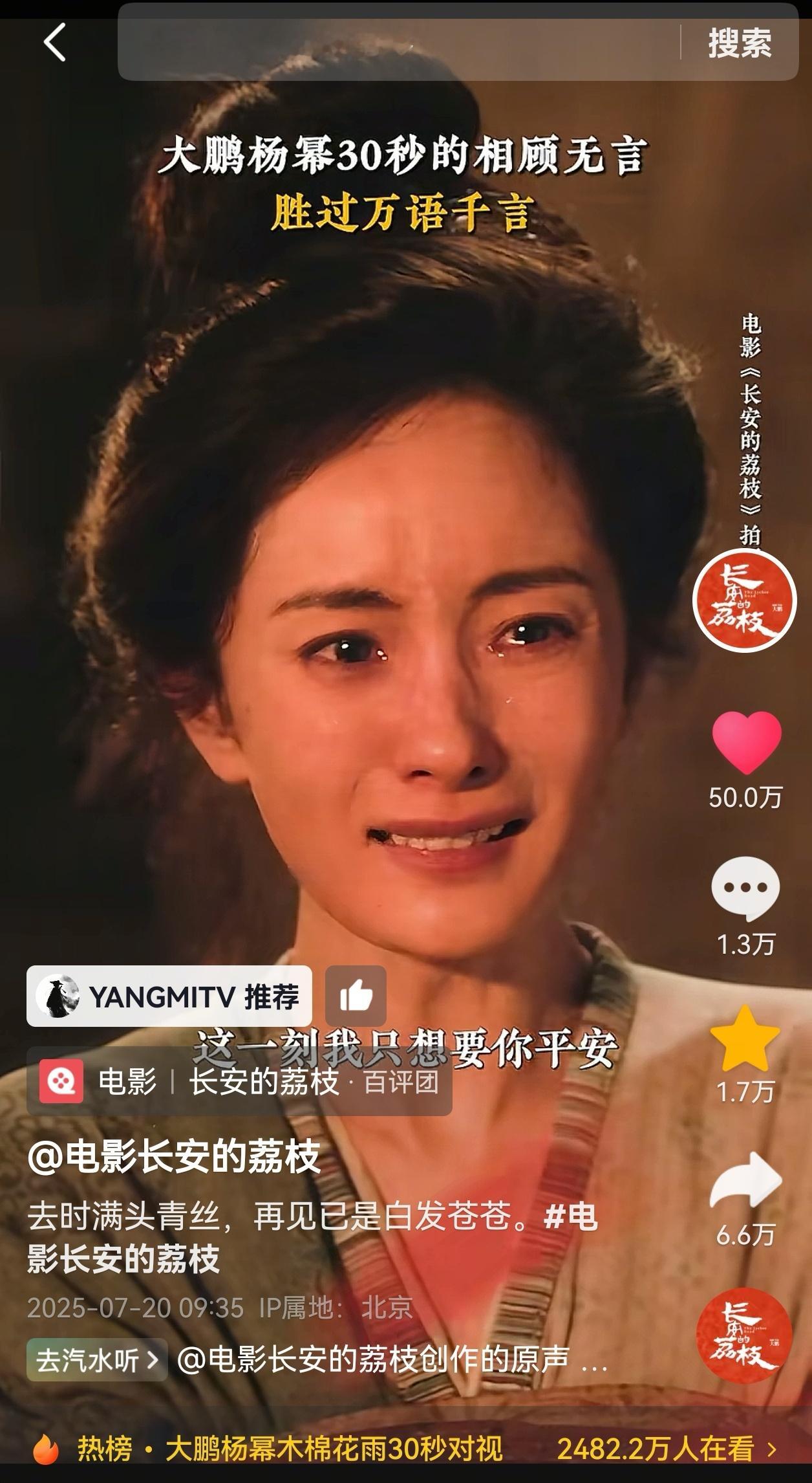 长安的荔枝票房破2亿我嘞个豆，杨幂郑玉婷高光名场面不到10个小时dy点赞50万！
