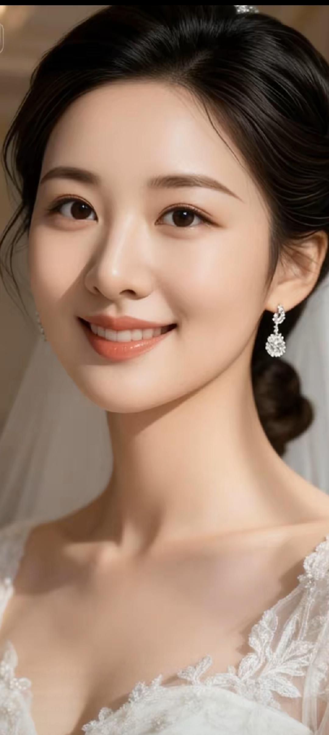 温柔微笑的新娘，优雅动人！💍✨