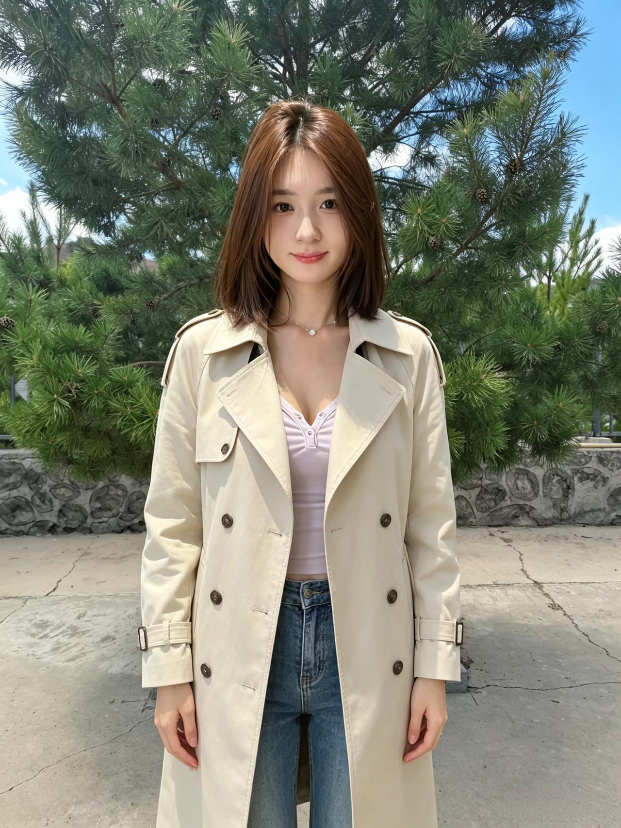 松针的影子落在你的风衣上
短发和阳光撞了个满怀
浅紫的内搭像未醒的梦
你走过水泥
