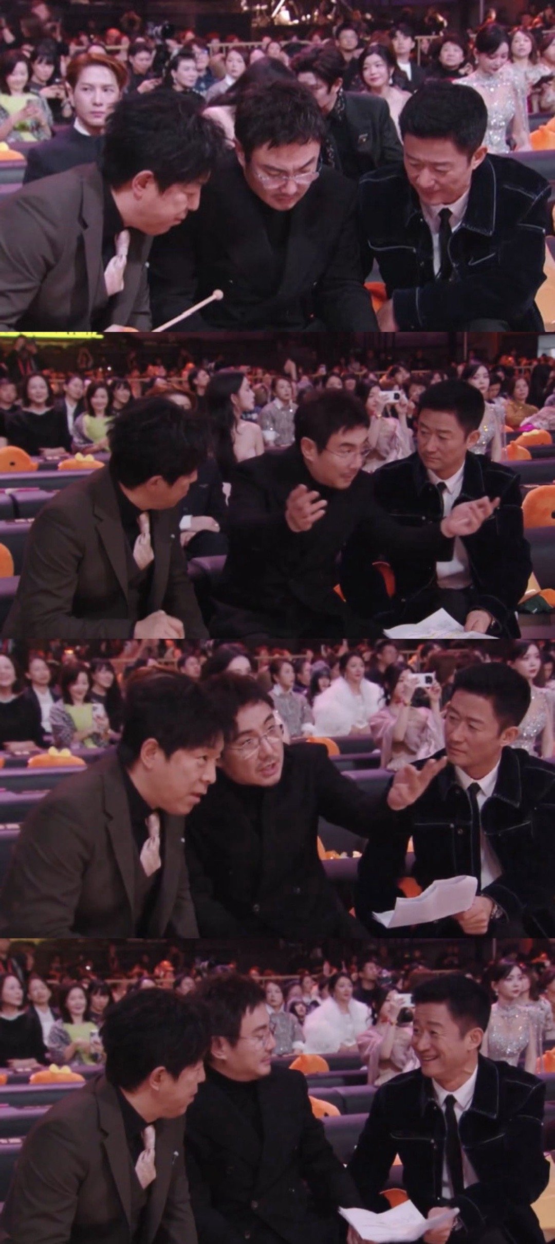 吴京沈腾给黄渤看傻了 微博之夜吴京沈腾这对“活宝”太逗啦！隔空拥抱、比兔耳朵，一