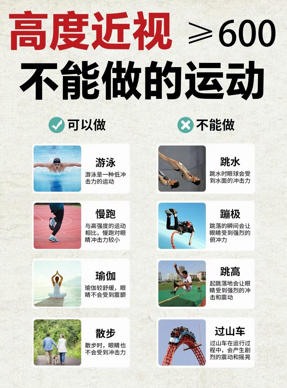 超过500度近视不要做的事 近视800度，还好我不运动[笑cry] 非常有自知之