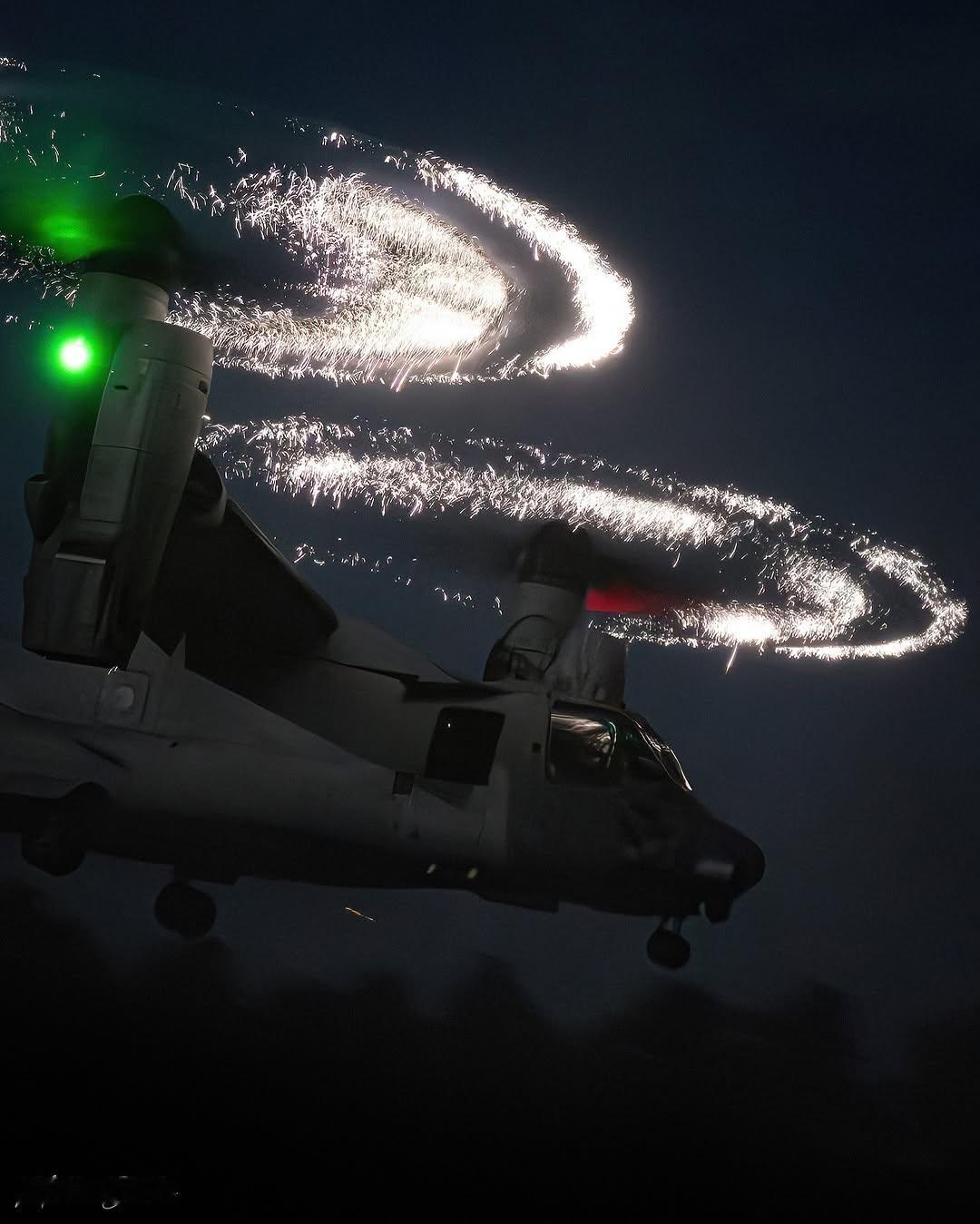 夜色下鱼鹰旋翼产生的“柯普-埃切尔斯”效应 ​​​