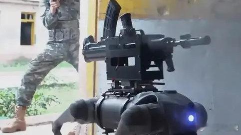 大场面！机器狗扛枪冲锋 近日，武警第一机动总队某支队冀中某训练场，机器狗扛枪参与