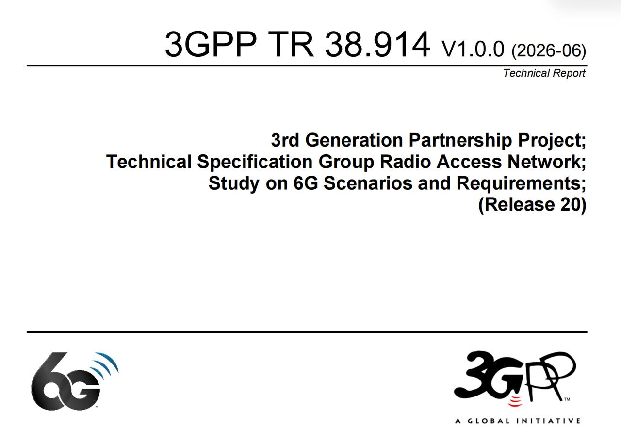 【中国移动牵头完成3GPP“6G场景和技术需求”标准研究项目】

近日，3GPP