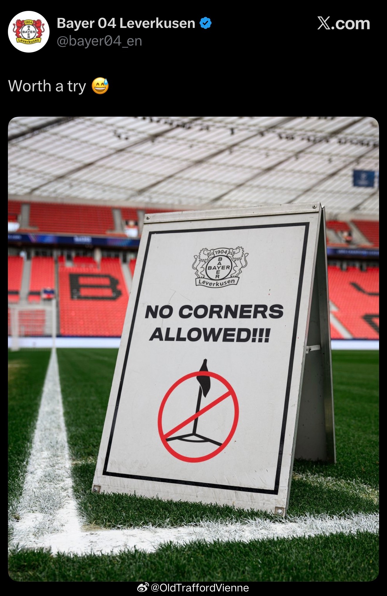 哈哈哈药厂小编：打算立个牌子- 禁止角球点阿森纳呢