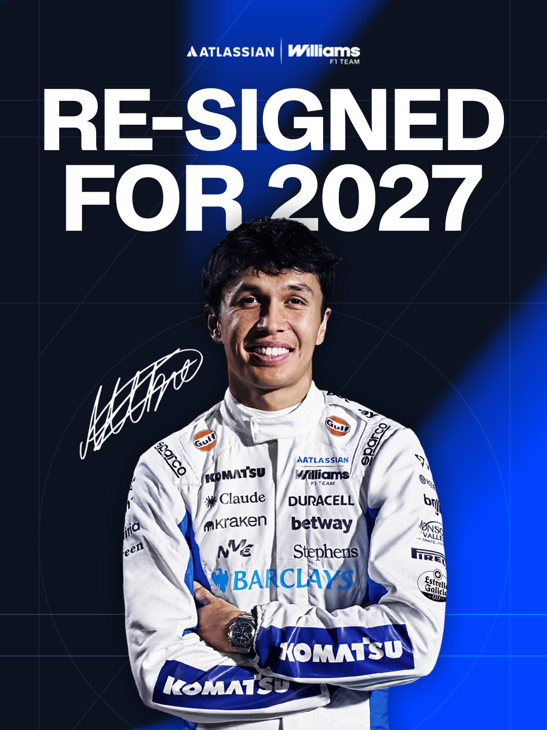 威廉姆斯车队官宣与亚历山大·阿尔本续约至2027赛季！F12026F1荷兰大奖赛