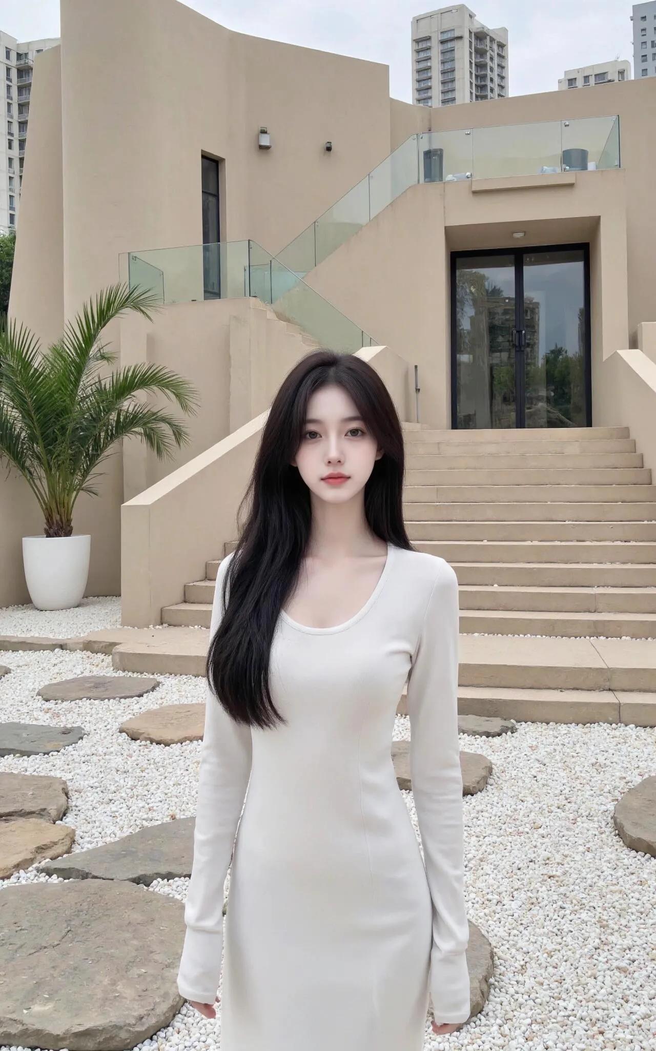 优雅白裙少女